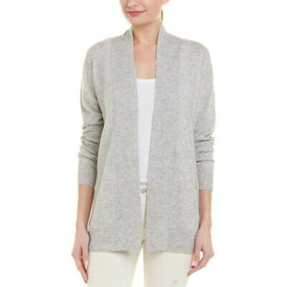 Gray Small Vince Cashmere Blend Open Front Dropped Shoulder Lightweight Cardigan